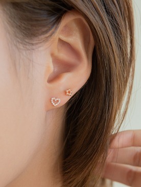 10k gold rosegold CZ heart earrings (10k gold)